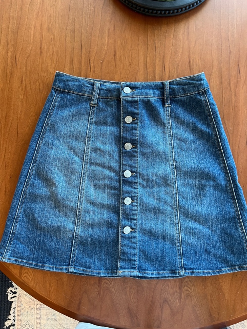 love, Fire Button-Front Blue Denim A-Line Mini Skirt